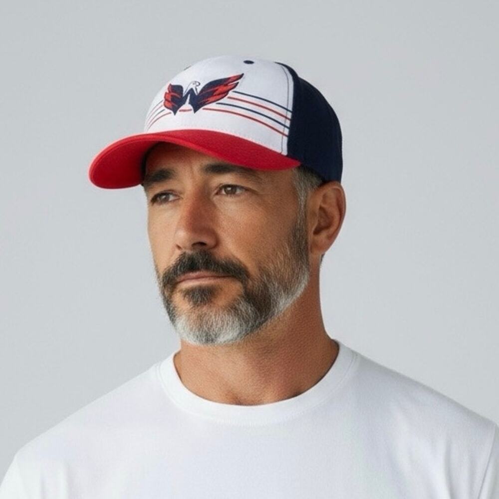Washington Capitals Hat Red White Blue Adjustable Baseball Cap – Idegy NHL - Picture 2 of 7